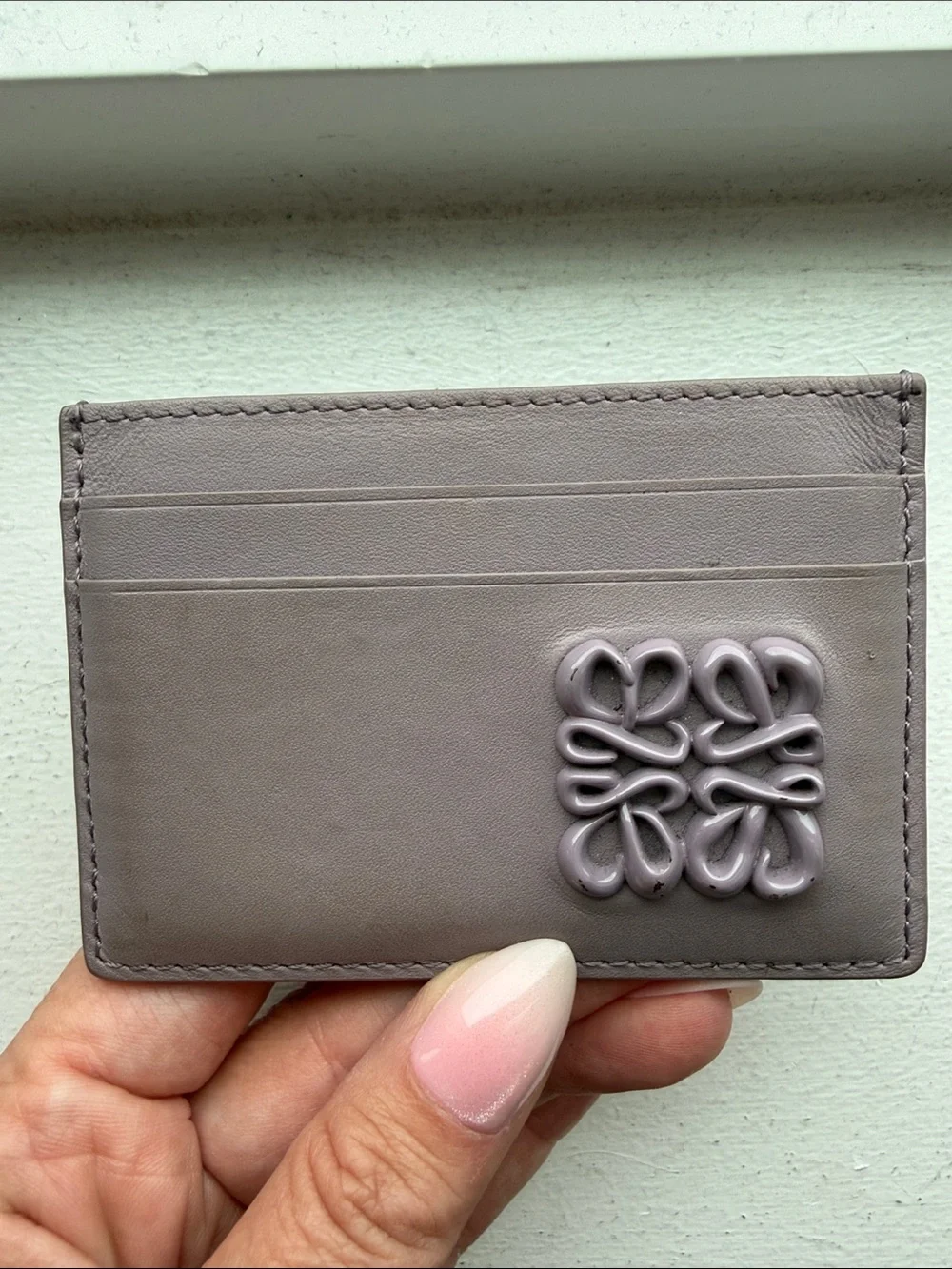 Leather Card Holder with Decorative Knot Detail - Taupe